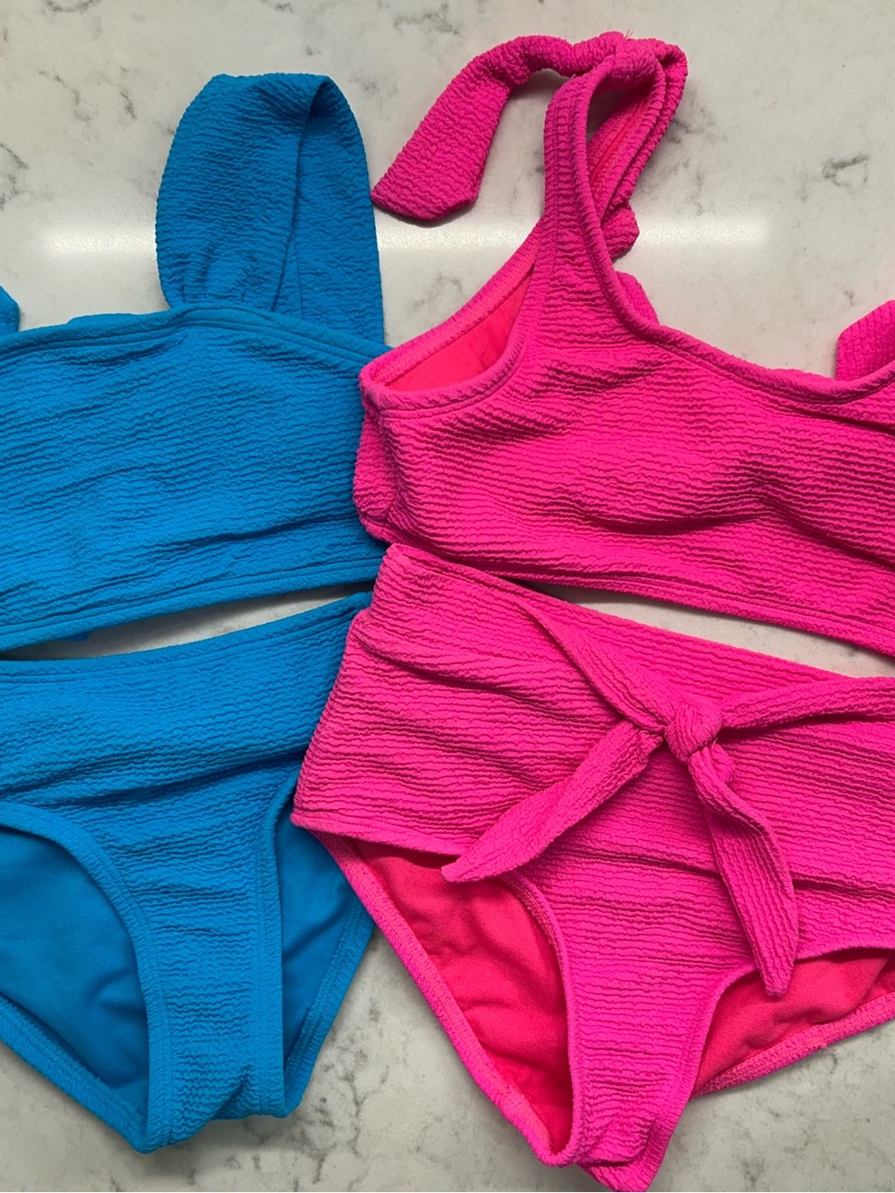 GB girls Pink and Blue Textured Kids Bikini Swimsuits